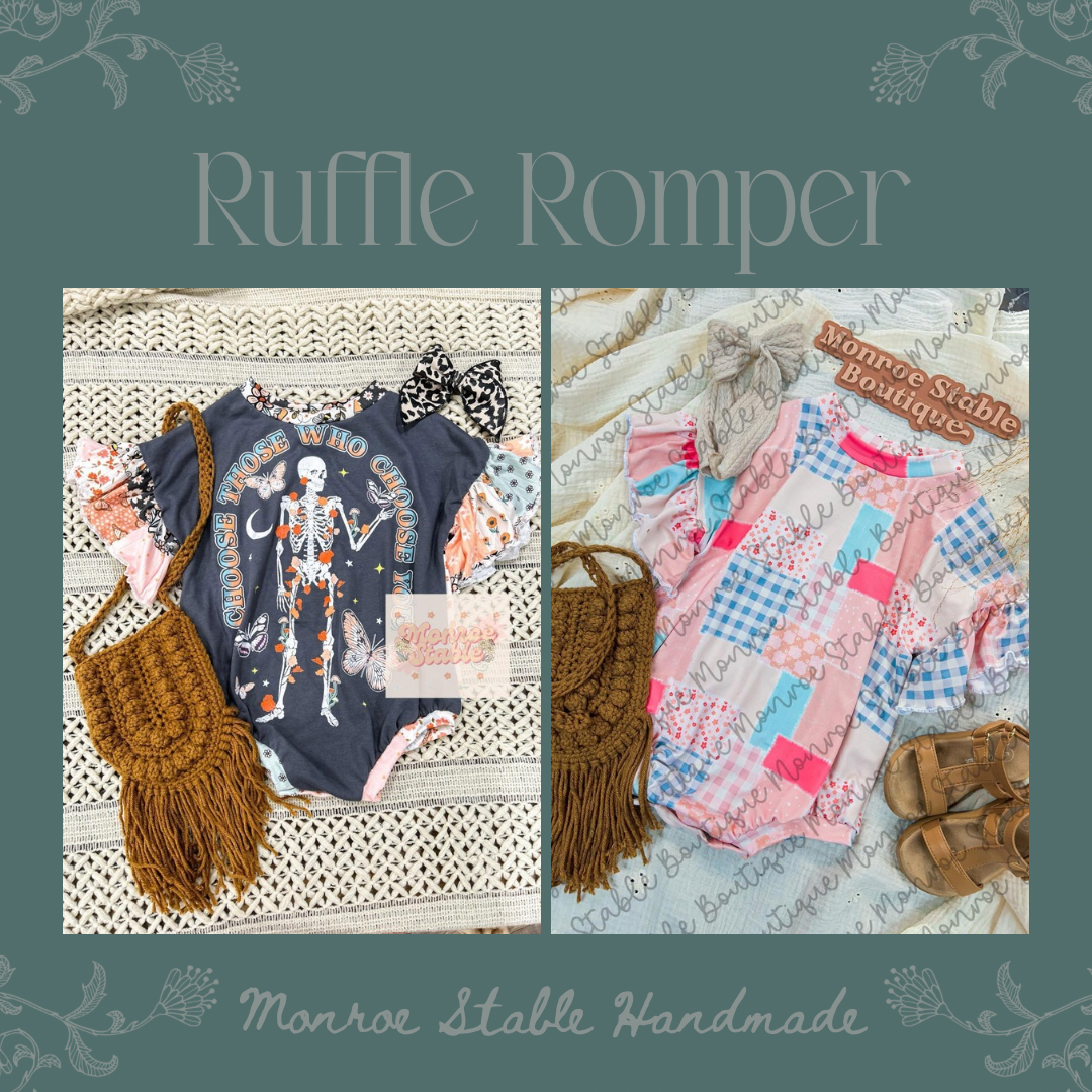 Ruffle romper (no buttons) add on tab for buttons