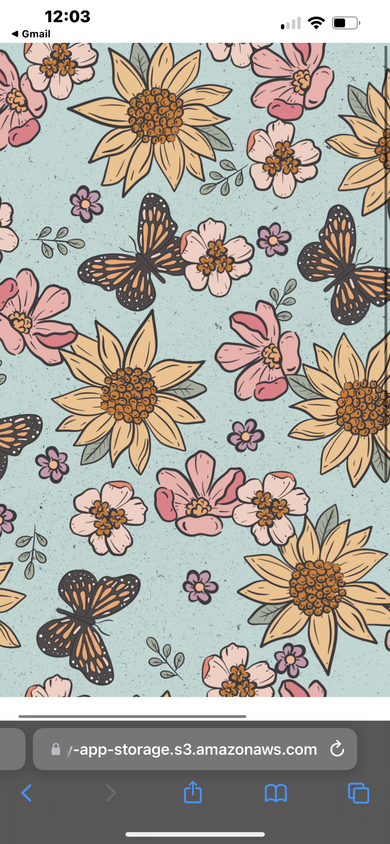 Blue butterfly sunflower print