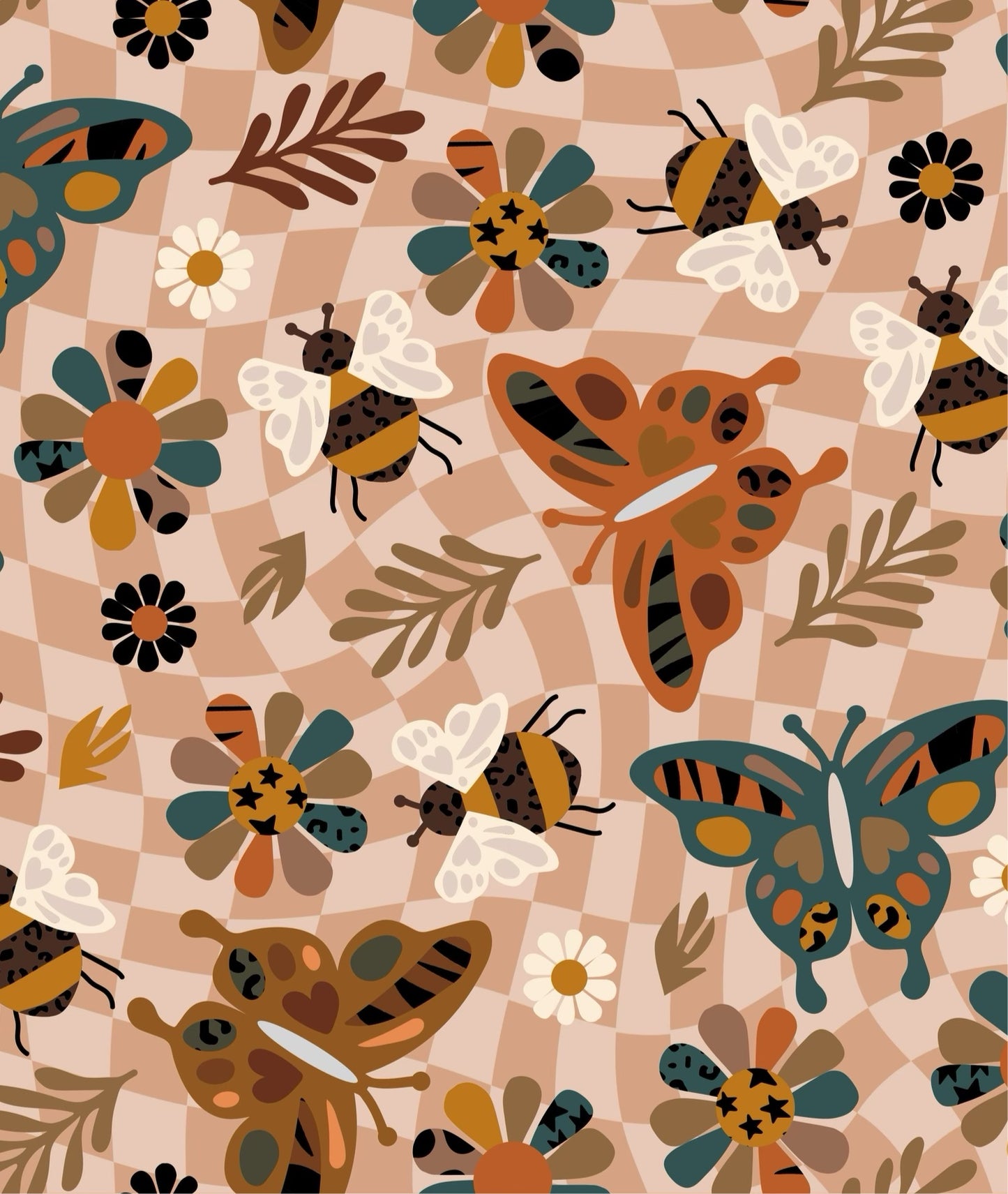 Check butterfly fabric