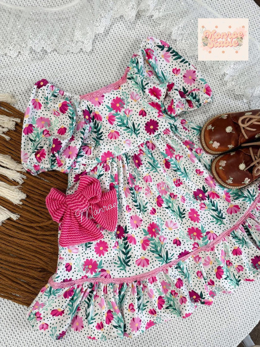 Dublin dress (Print fern feather) please add lace add on if you want lace