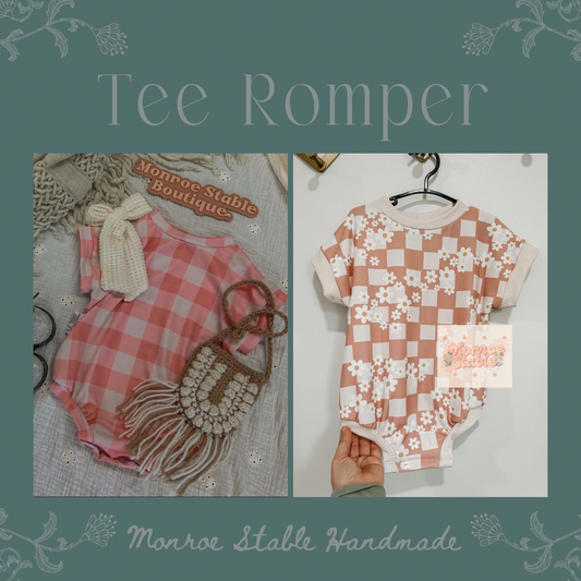 Tee romper (no buttons) add on tab for buttons