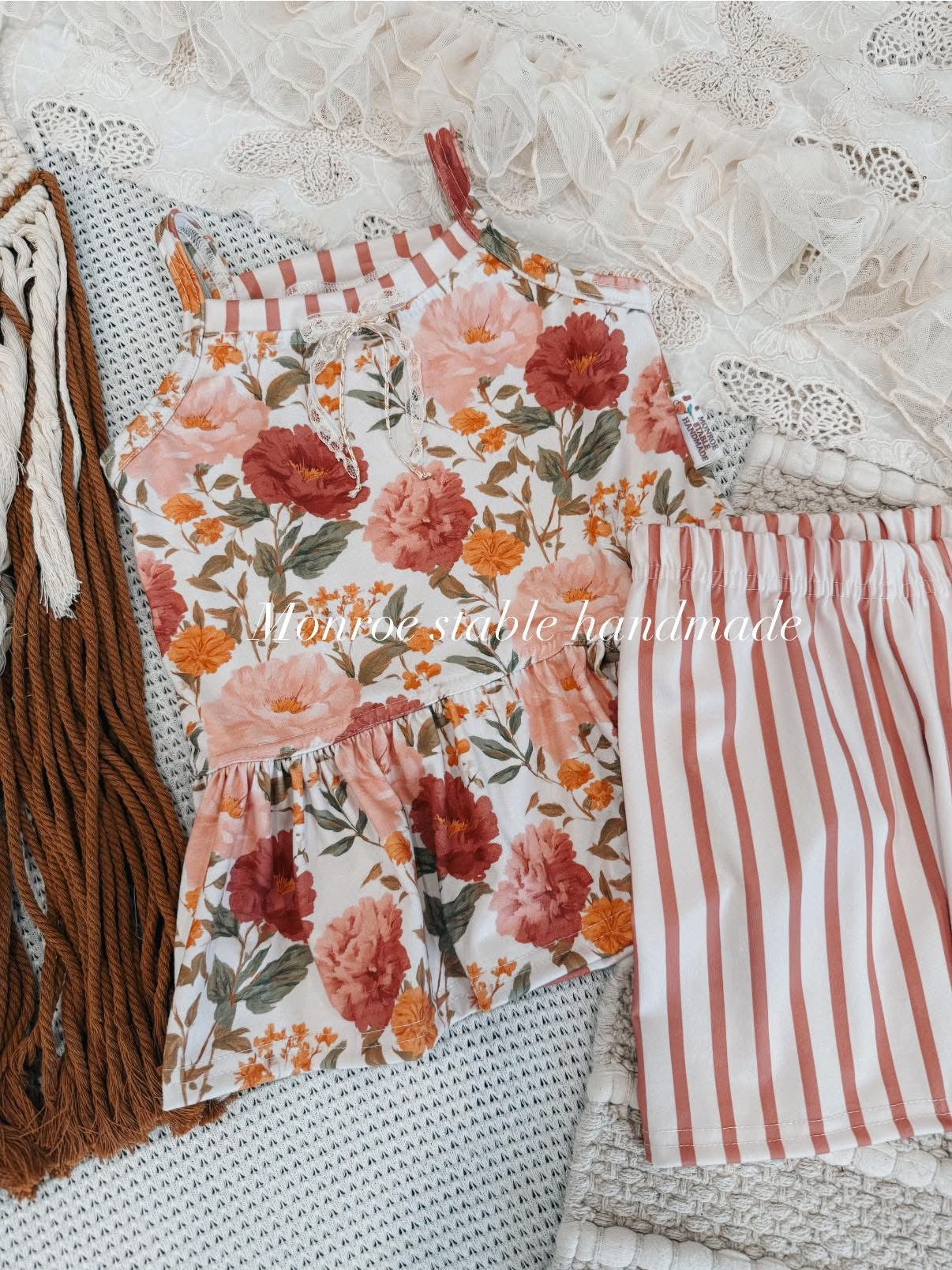 Blushing Peony Set (any size) two prints -floral/stripes