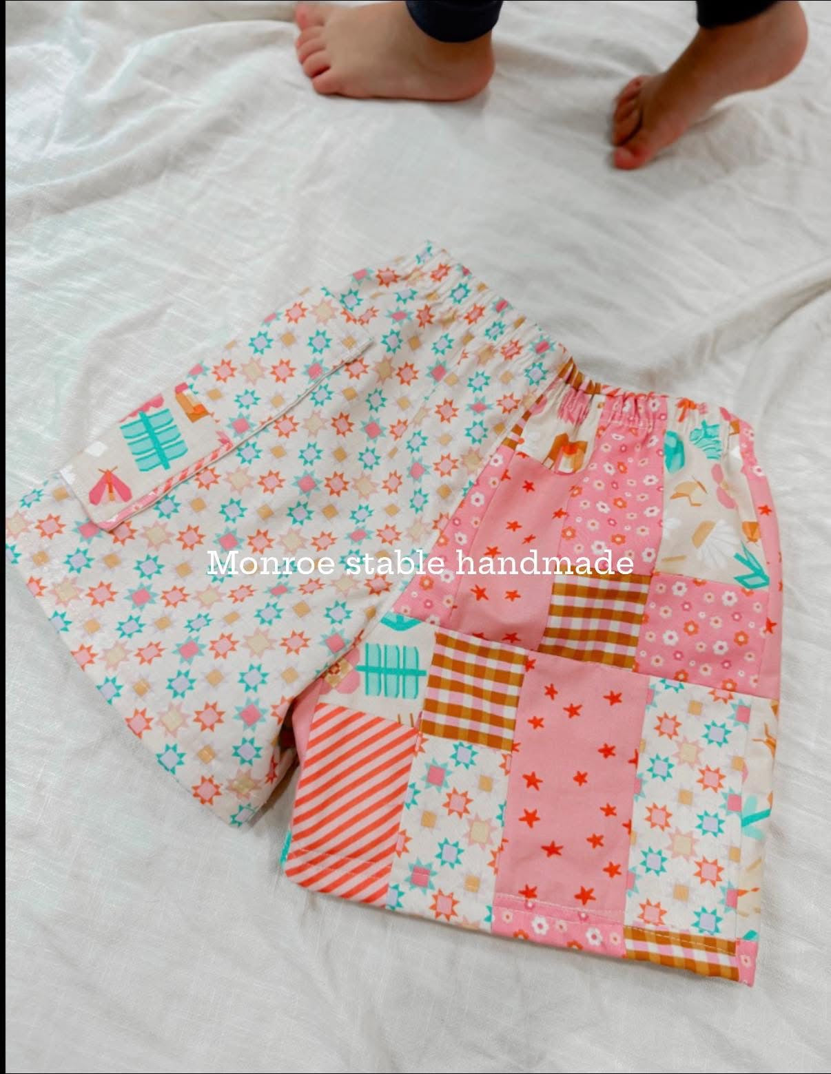 Ready to ship size 4/5 handmade patchwork with added patchwork pocket.
