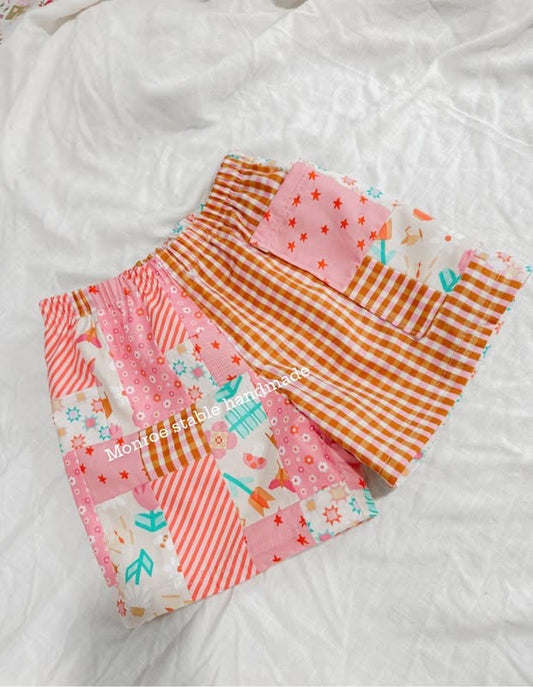 Ready to ship size 4/5 handmade patchwork with added patchwork pocket.