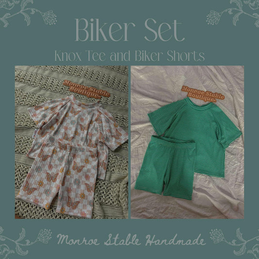 Biker set /knox top and bikers (pick fabric)