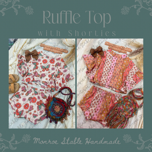 Ruffle top with shorties (pick fabric)
