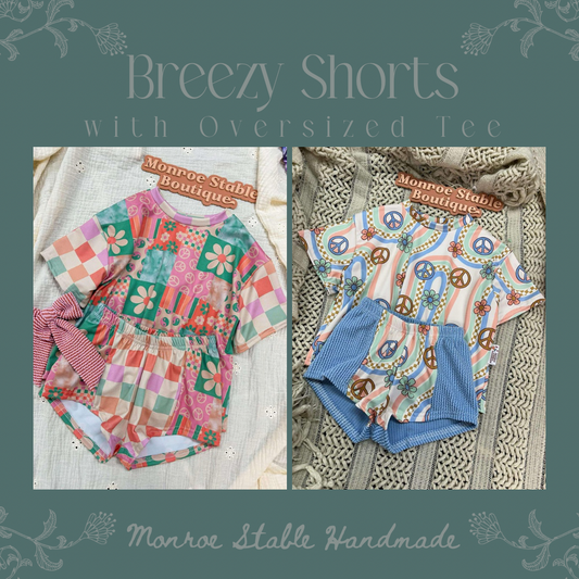 Oversized tee/breezy shorts (pick print) comes with solid