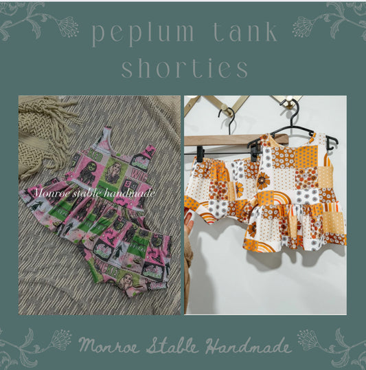 Peplum tank with shorties (pick fabric)