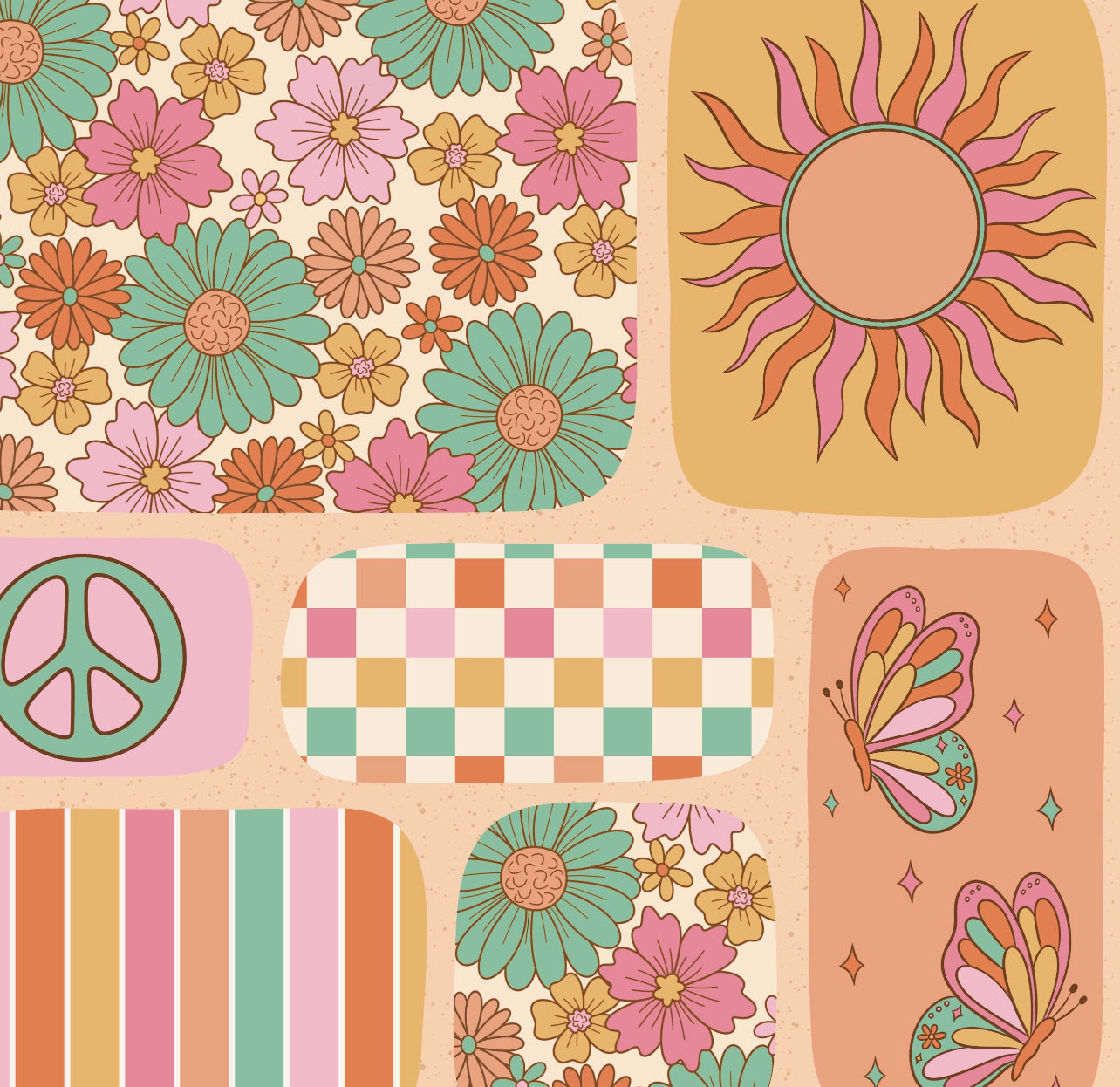 Sun/checker butterfly patchwork bubble