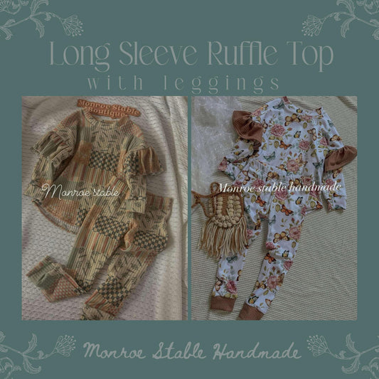 Sort or long sleeve top with leggings pick fabric
