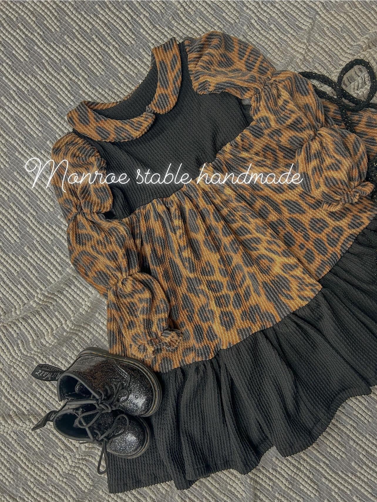 Leopard puff sleeve dresses tier dress