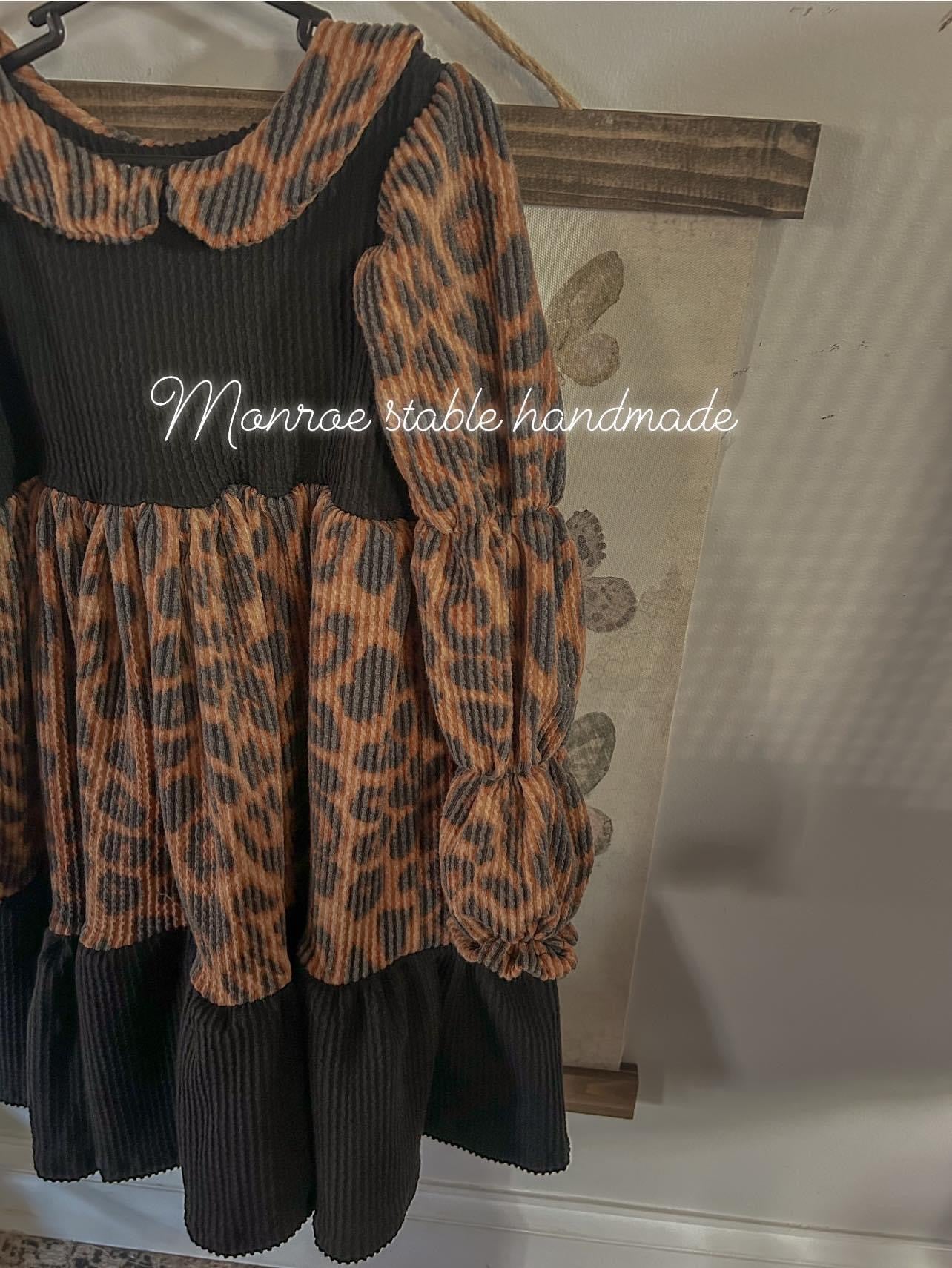 Leopard puff sleeve dresses tier dress