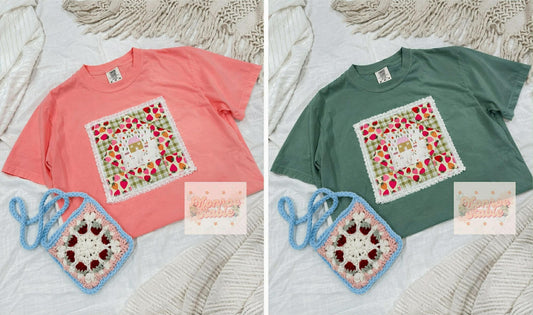 Women’s handmade quilt on tee (read description)