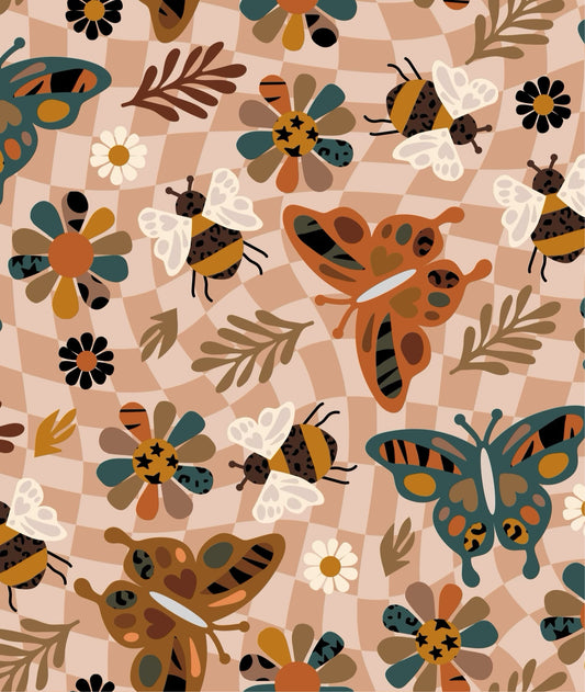 Check butterfly fabric